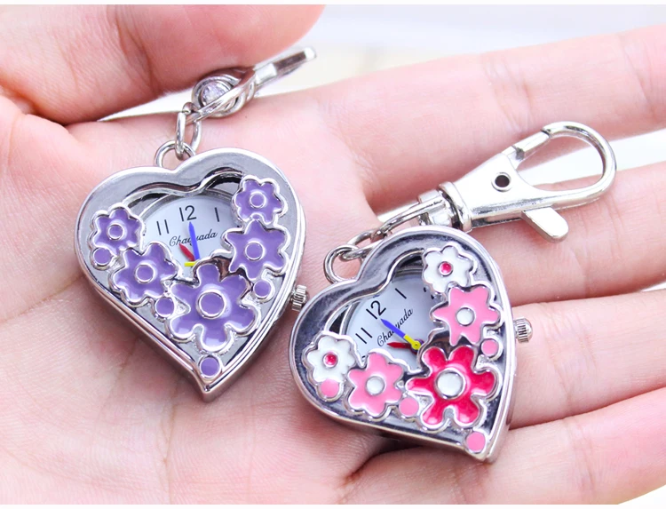 Новинка 2016 фиолетовые розовые карманные часы с цветком ожерелье подвеской в