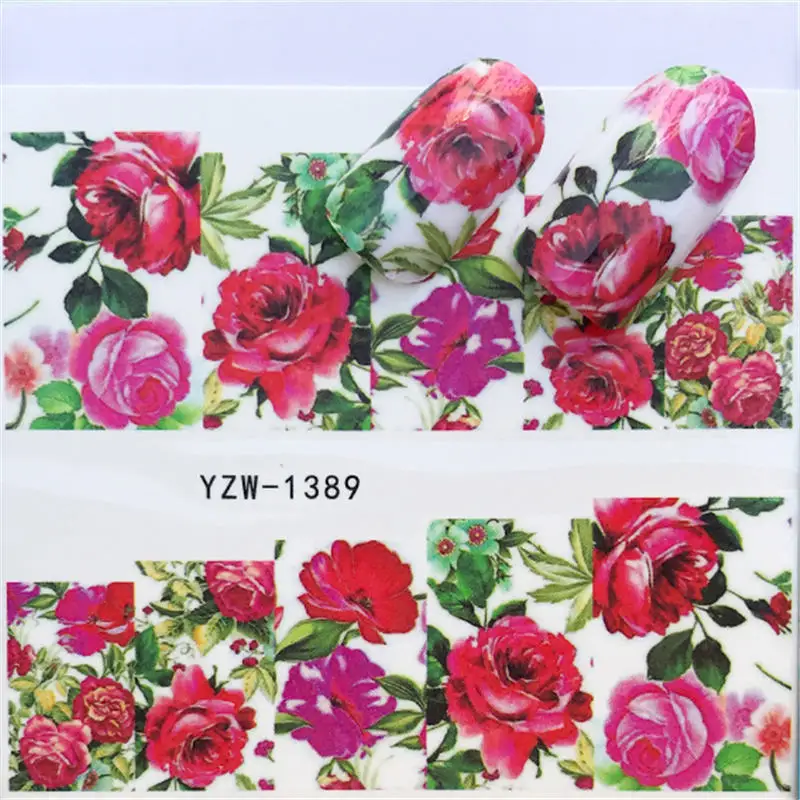 YZW-1389 1 лист сердце/перо/цветок/животное вода наклейка для ногтей переводная наклейка для DIY маникюрные украшения - Цвет: YZW-1389