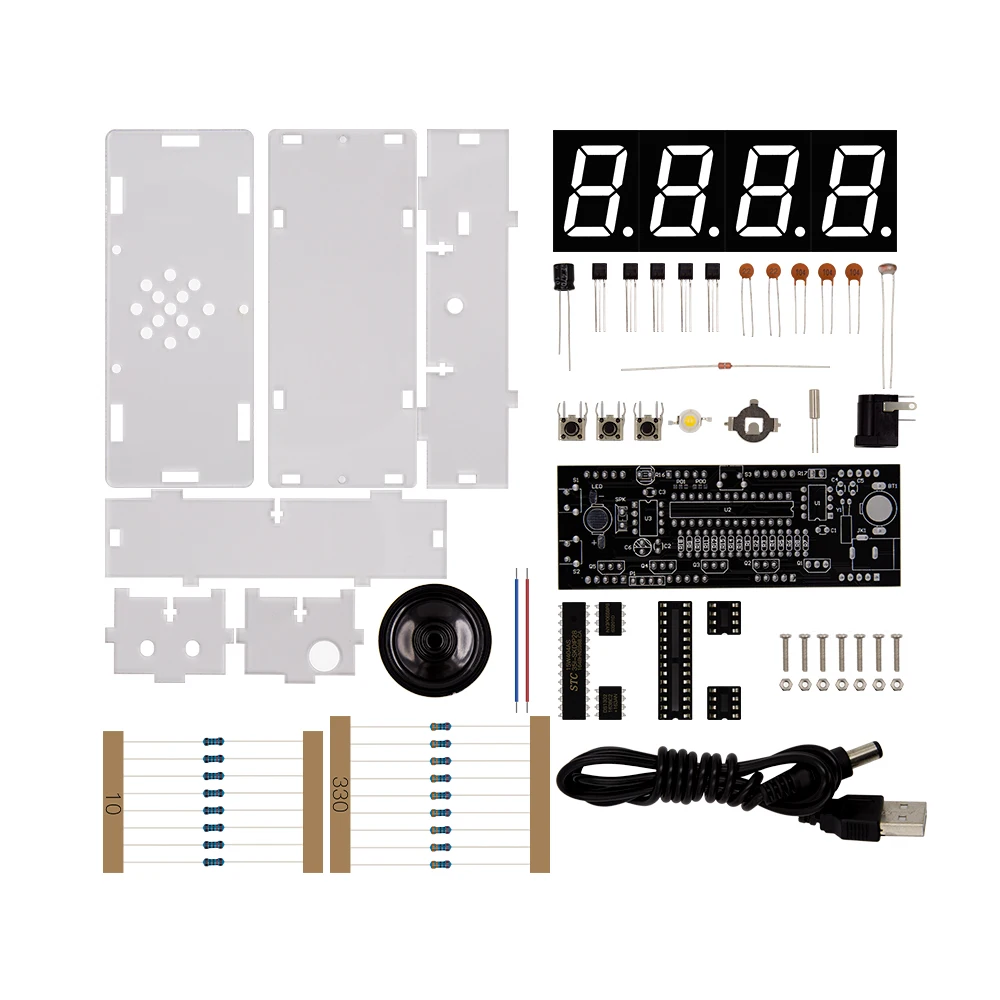 Цифровые часы DIY Kit компактные 4 значные светодиодные электронные микро