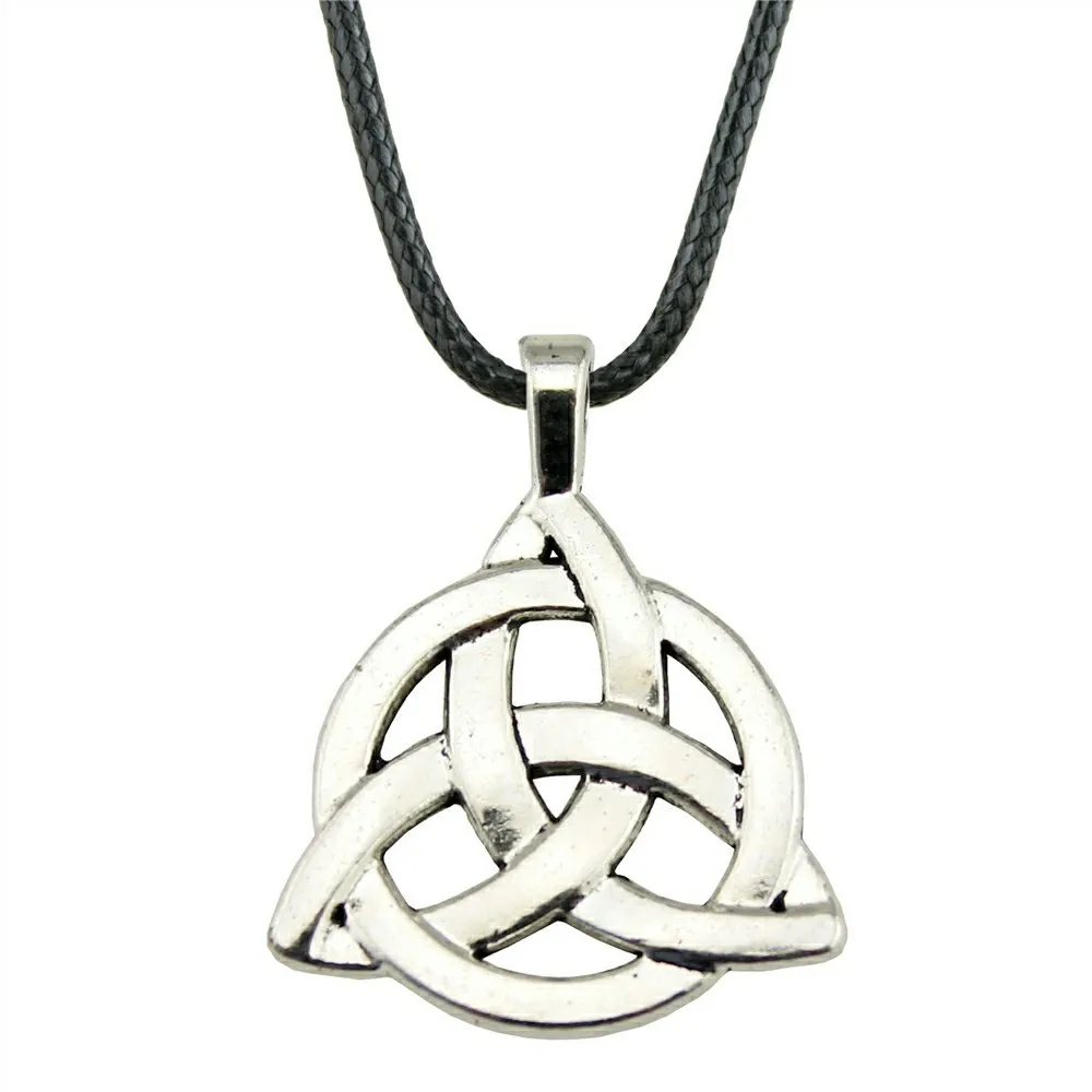 Ожерелье с подвеской символом Triquetra ожерелье-цепочка восковой веревкой черное