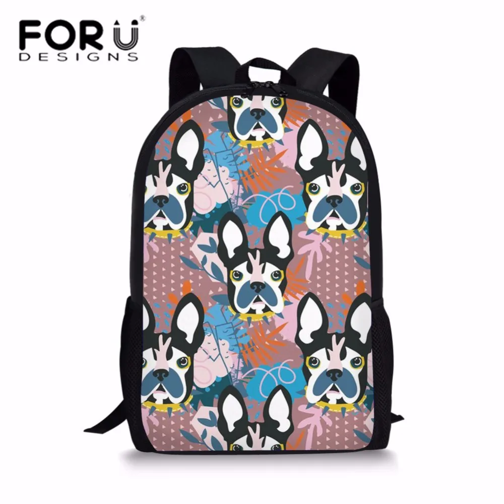 Детские школьные ранцы FORUDESIGNS с принтом французского бульдога милый рюкзак на