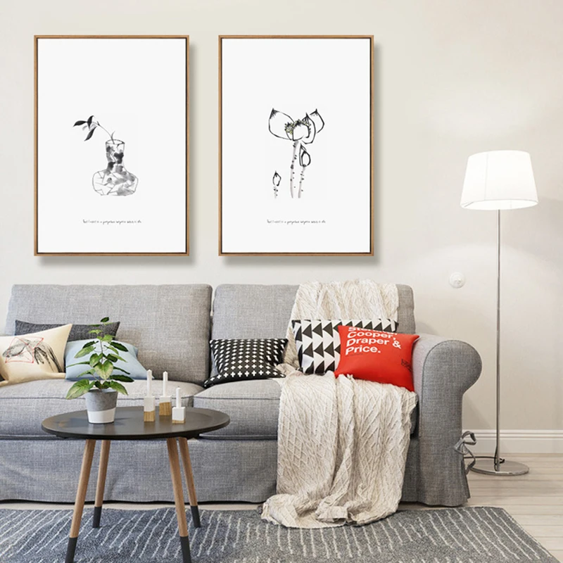 Традиционный китайский черно-белый вазон из фарфора HAOCHU с изображением бамбука и лотоса в технике моющей краски с элементами типографии и возможностью подвески в учебной комнате.