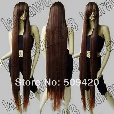 &gt&gt&gt 60 &quotДлинный 150 см Жаропрочных Корица Коричневый Прямой Парик Cosplay |