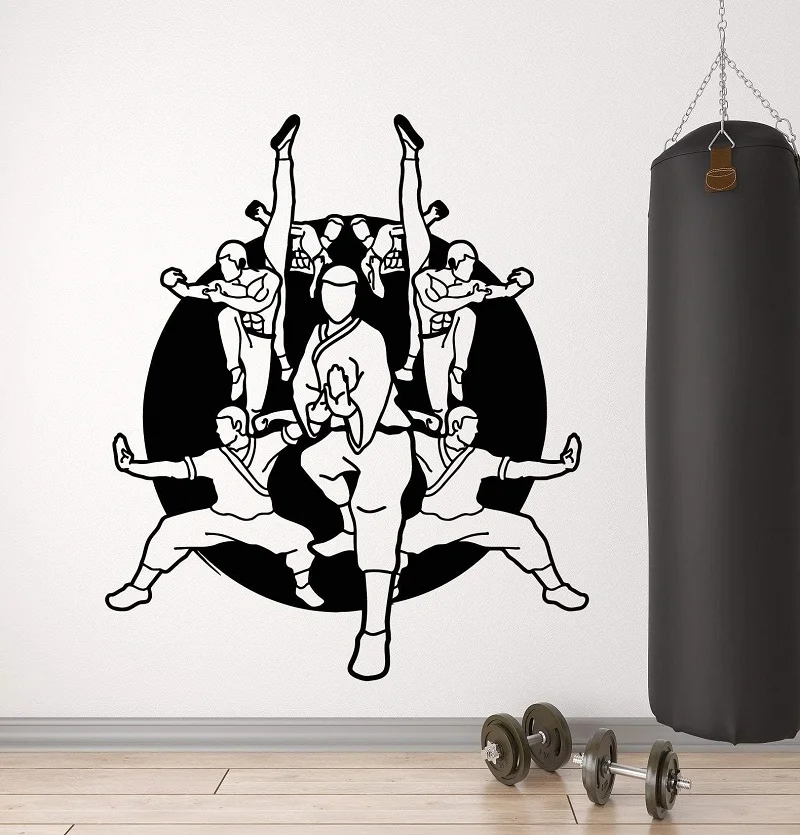 

Vinyl wall applique karate school warrior eastern martial arts sports sticker, training room, karate pavilion decoration QJ06