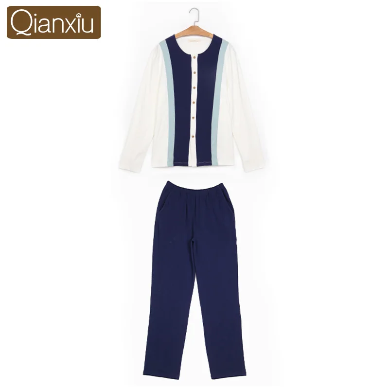 Qianxiu Pijama хомбре мужчины Kintted модальные хлопок марка одежды Большой размер пижамы