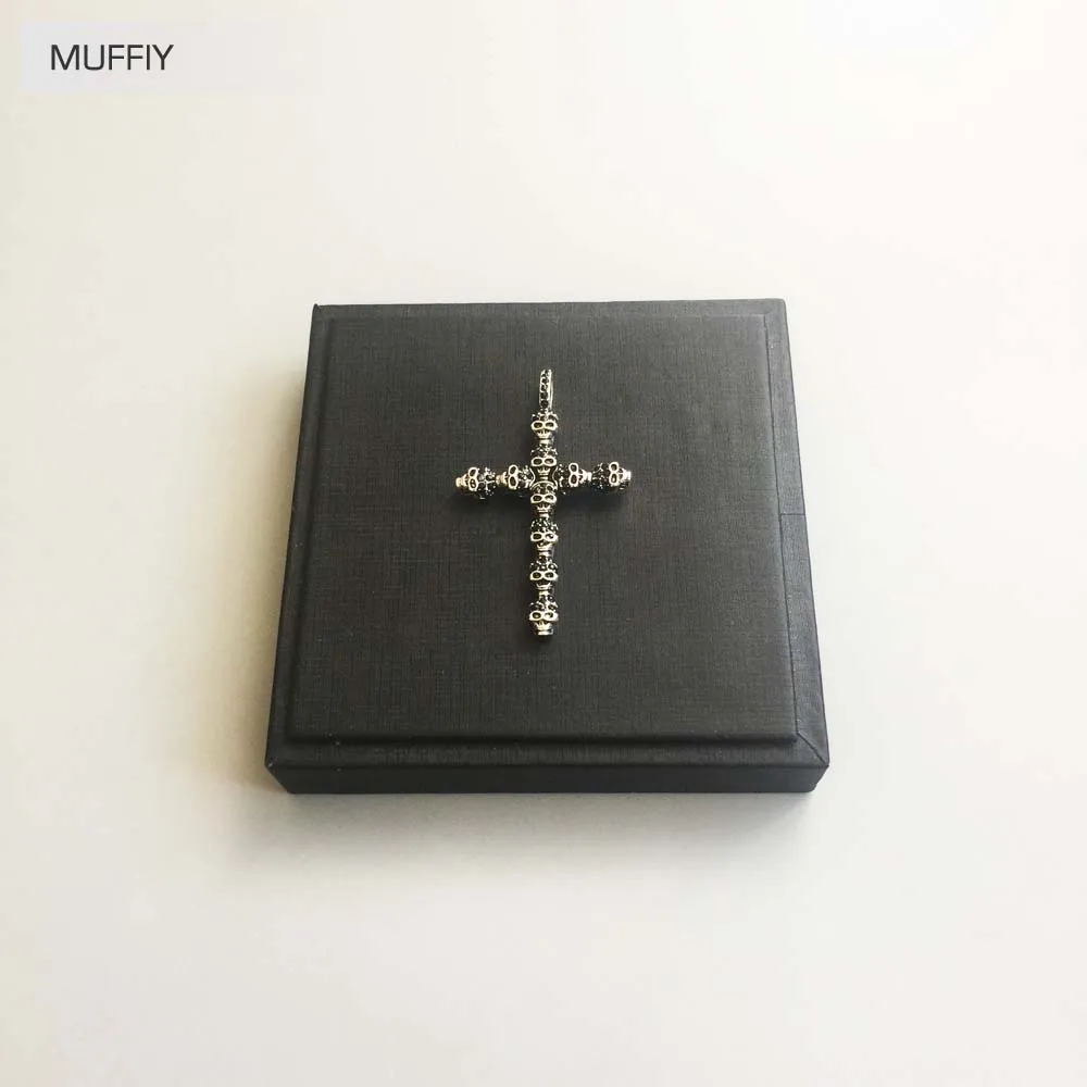 Подвеска в виде креста с черным черепом модные украшения для мужчин и женщин
