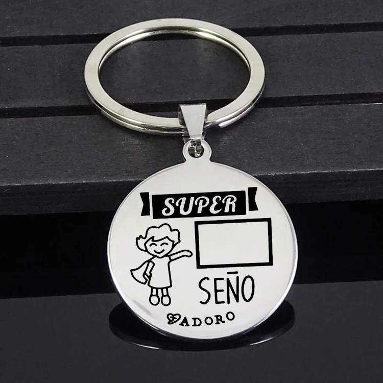 Graduation Souvenir Gift Keychain Stainless Steel Simple Disc Teachers llavero Jewelry for Women YP6802 | Украшения и аксессуары