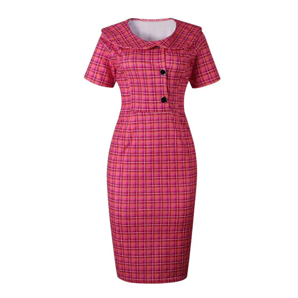 Modecrash/офисное женское розовое клетчатый карандаш винтажное платье женские