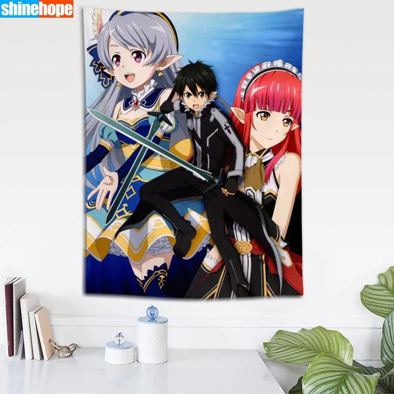 Anime Boy With Sword Tapestry Mandala Wall Hanging Wall Tapestry Psychedelic Farmhouse Decor Dorm Room Wall Carpet Wall Blanket - Цвет: Tapestry 15