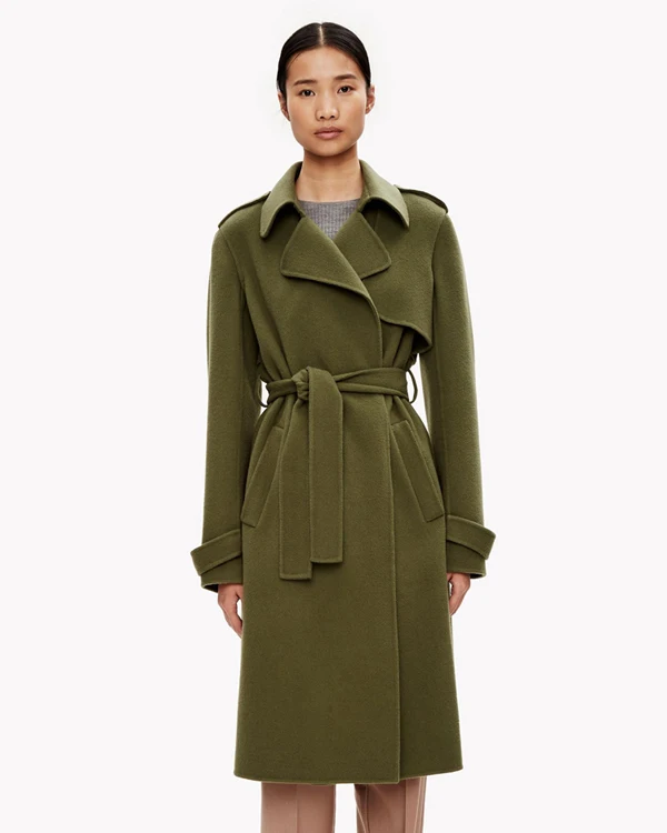 Manteau femme UK, весенне-зимнее женское модное классическое простое тонкое шерстяное пальто с поясом, женская верхняя одежда abrigos mujer