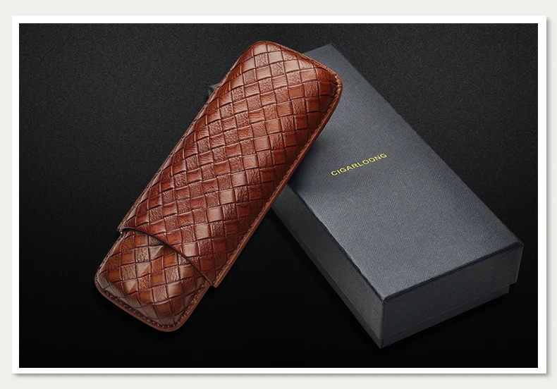 Портсигар CIGARLOONG дорожная портативная сигара футляр для коробки хранения сигарет вмещает 2 сигары кожаной CP-1016