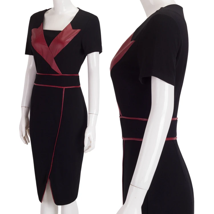2017 Горячие Продажа Элегантные Лоскутная Лето Dress Slim V-образным Вырезом Женщины