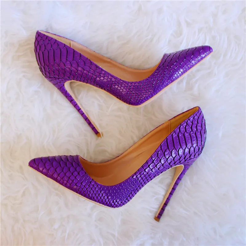 

Fashion free shipping Women lady Purple python snake Leather Poined Toe Stiletto high heel pump HIGH-HEELED SHOE Wedding