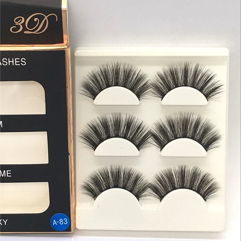 

3 pairs natural false eyelashes fake lashes long makeup 3d lashes eyelash extension mink eyelashes for beauty A83