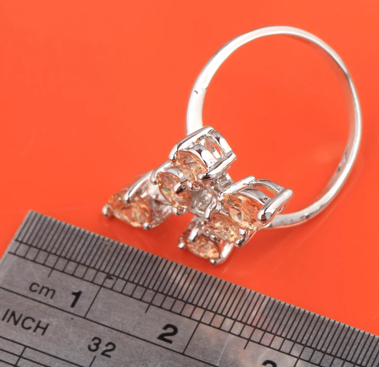 Приятный Шампанское Morganite Кубического Циркония Камни наложения 925 серебро Мода