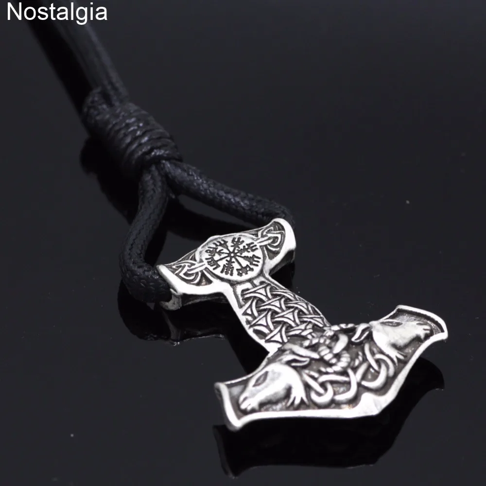 Ностальгия Vegvisir Thor Hammer Ram Коза языческий амулет Norse Odin Thors Mjolnir узел браслет