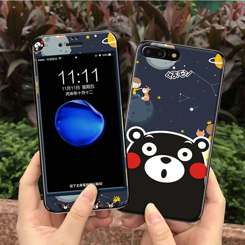Защитный чехол для экрана для iPhone 8, 7, 6, 6S Plus, переднее закаленное стекло, мембрана и задняя часть из ТПУ, цветной рисунок, чехол