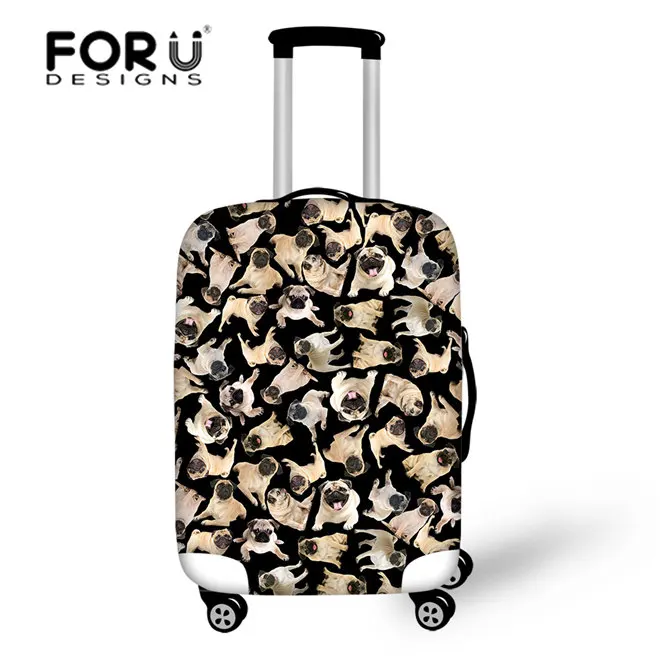 FORUDESIGNS/чехол с Мопсом для путешествий, защитный чехол для багажа, чехол с 3D принтом для собак, чехлы для путешествий, эластичный чехол для 18-30 дюймов - Цвет: CC3487L