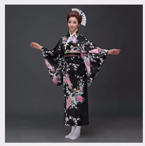 Модное женское пикантное кимоно в национальном стиле, юката с Оби, новинка, вечернее платье, японский костюм для косплея с цветочным принтом, один размер