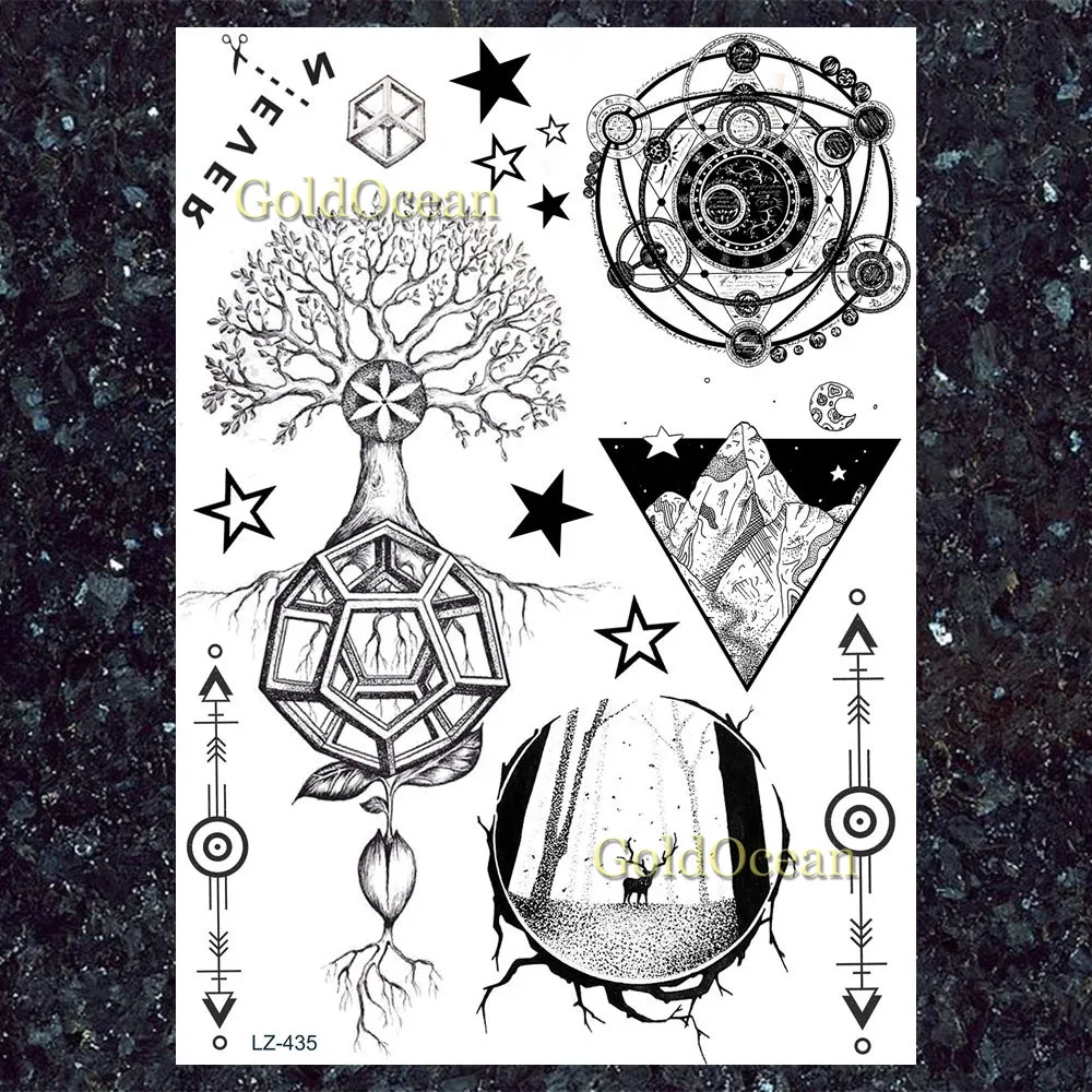 Водостойкие татуировки GoldOcean с треугольными цветами временные для тела рук груди