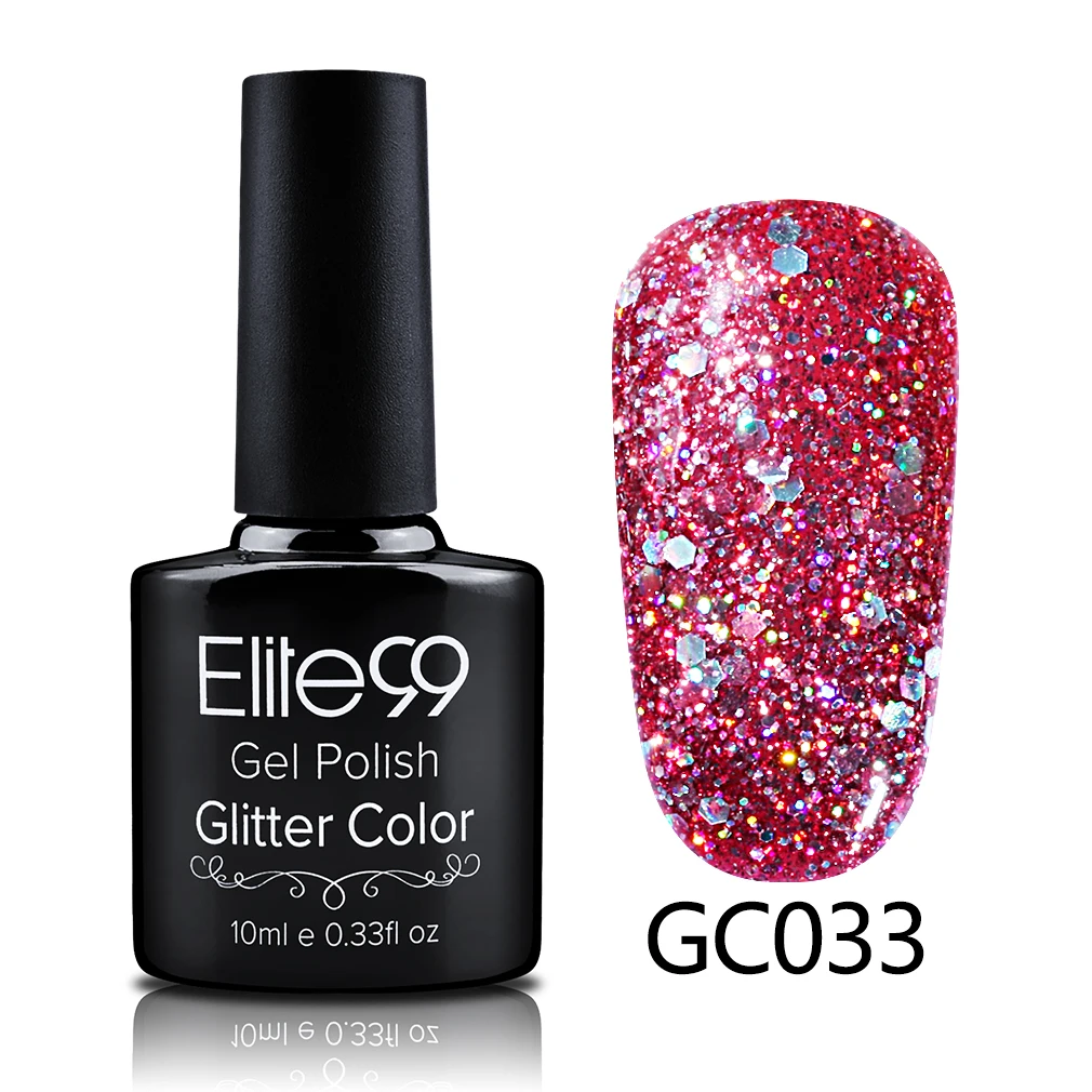 S-GC033 Elite99 10 мл Soak Off блёстки Блеск УФ гель лак Diamond для ногтей гель для ногтей с блестками красота направление Atr - Цвет: S-GC033