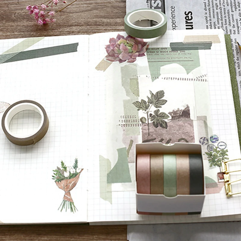 5 рулонов/коробка твердое Цвет клейкой ленты серии &quotсделай сам&quot декоративные