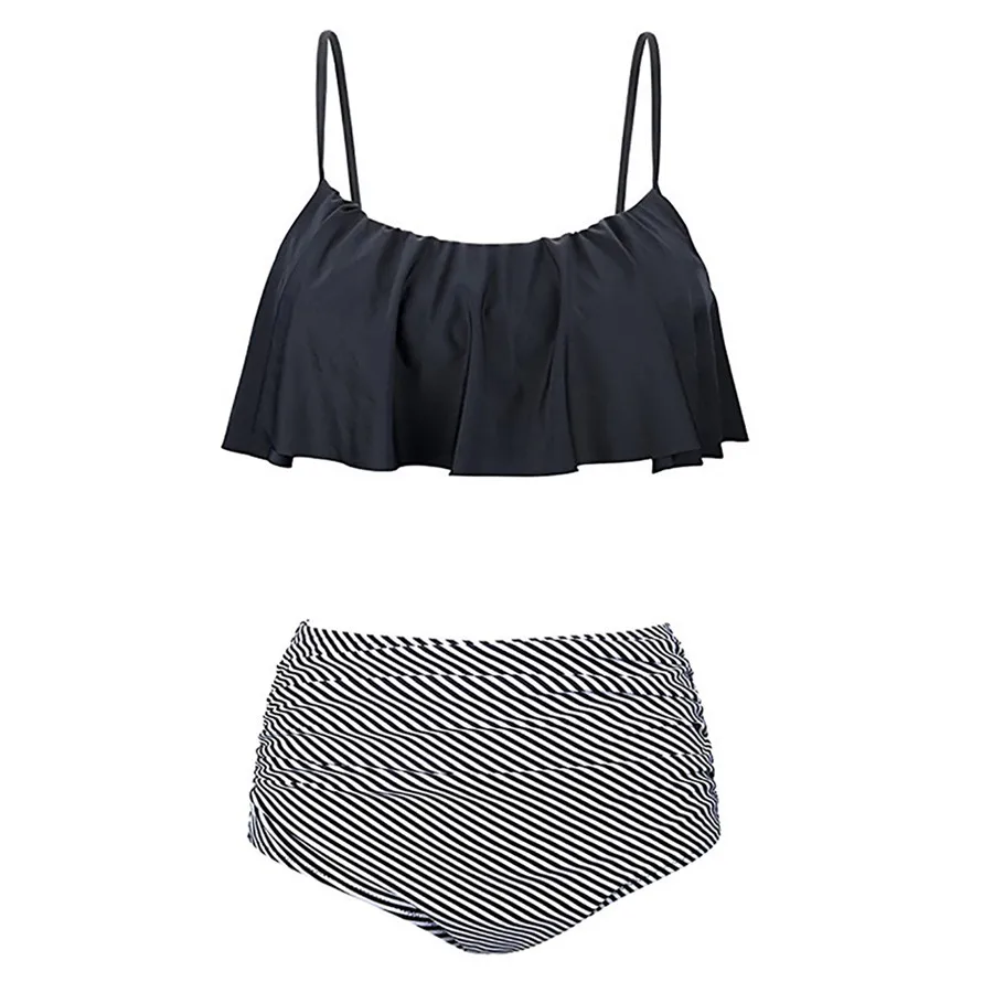 Женское бикини с высокой талией YICN купальный костюм бандо воланами и высоким