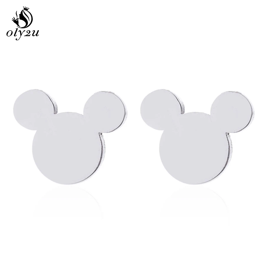 Silver Earrings Женские Кристальные серьги-гвоздики с Микки Маусом, женские серьги с Микки Маусом, модные украшения для ушей, серьги-гвоздики oorbellen - Окраска металла: Silver Earrings