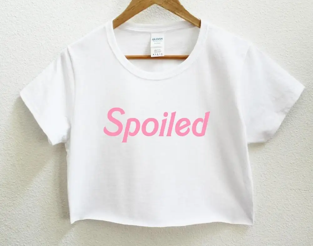 

Spoiled pink Print Women Summer Crop Top Short t shirt Sexy Slim Funny Top Tee Hipster Tumblr Drop Ship C-27