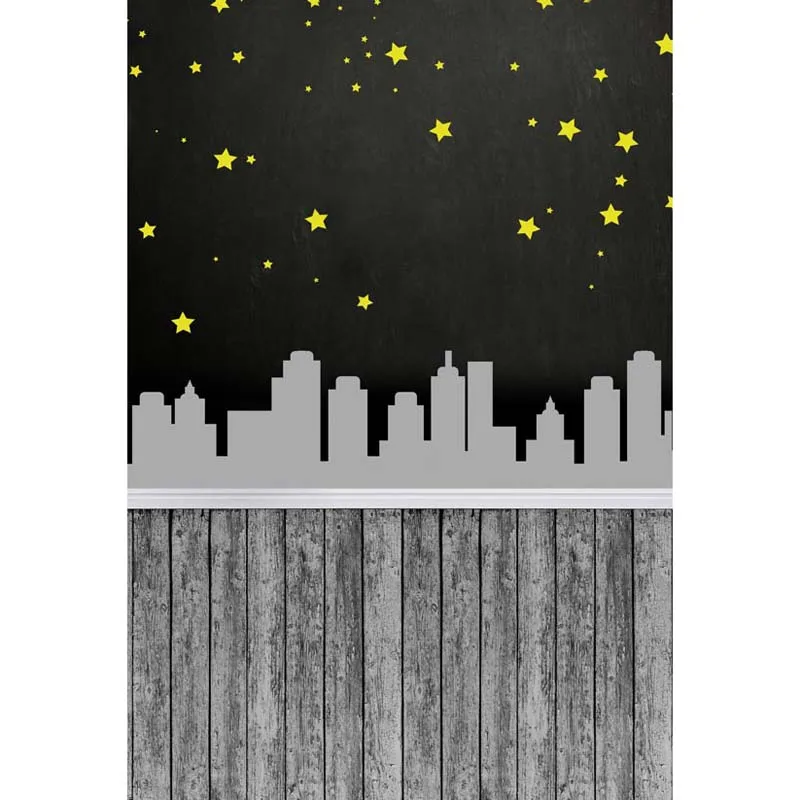 8x12FT темно-серая бетонная стена желтые звезды деревянный пол пользовательские