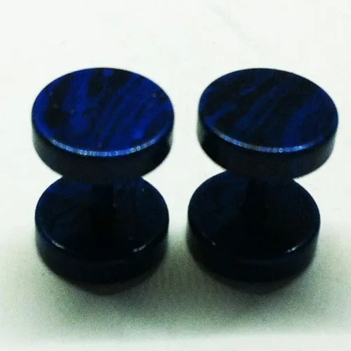 abstract blue 1 пара, Модные мужские новые, крутые, Поддельные беруши, серьги-гвоздики, 8 мм, нержавеющая сталь, карамельный цвет, весна-лето, золотые ювелирные изделия, пирсинг - Окраска металла: abstract blue