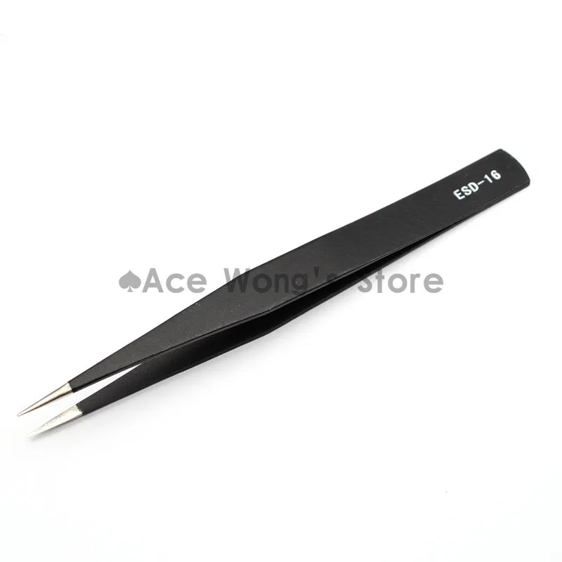 

1pcs Precision ESD-16 Tweezers, stainless steel anti-static tweezers Repair Tool Soldering Station Welding Assist