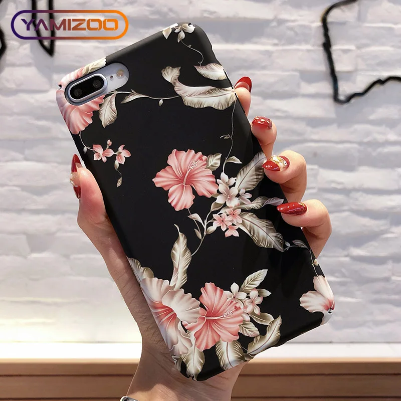 YAMIZOO Flower Case For iPhone 6 7 5s Cover 5 se Coque Shockproof PC Hard Luxury Phone x 8 6s Plus |