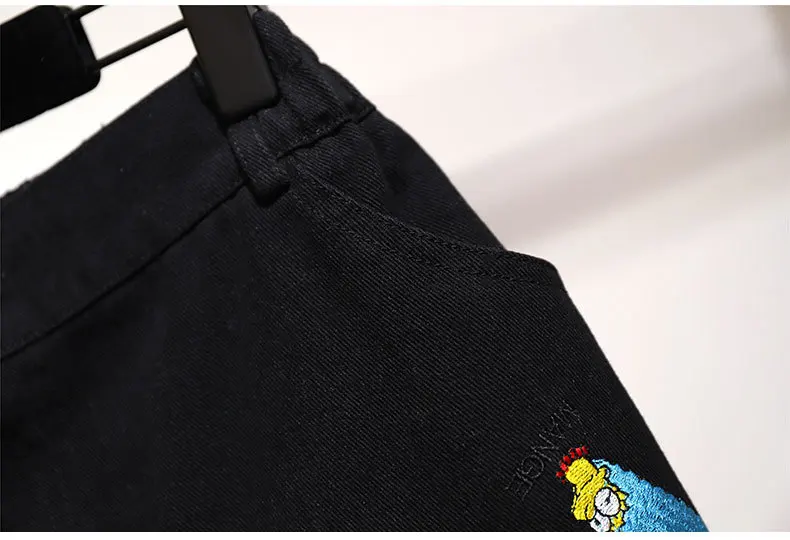 5XL 6XL, большие размеры, женские летние джинсовые шорты,, повседневные, плюс размер, мультяшная вышивка, милые шорты, женские, широкие, джинсовые шорты