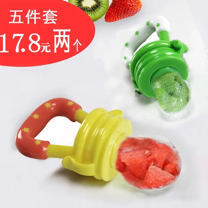 

5 Pc Food Grade Fruits Nipple Teether BPA Free Silicone Baby Teethers Pacifier Chain Pendant Safety Baby Teething Toys