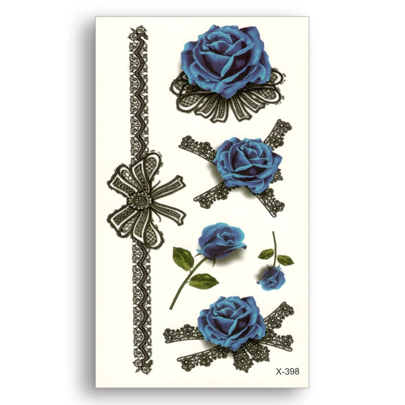 Поддельные Временные Съемная татуировка переводятся с помощью воды синий