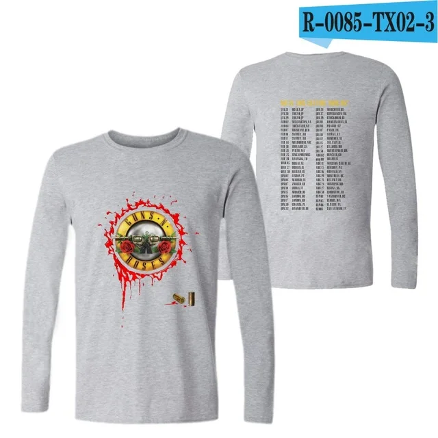 gray Guns and Roses Мужская футболка весна осень футболка Мужская рок группа футболка хип хоп 4XL футболки топы брендовая одежда guns N Rose - Цвет: gray