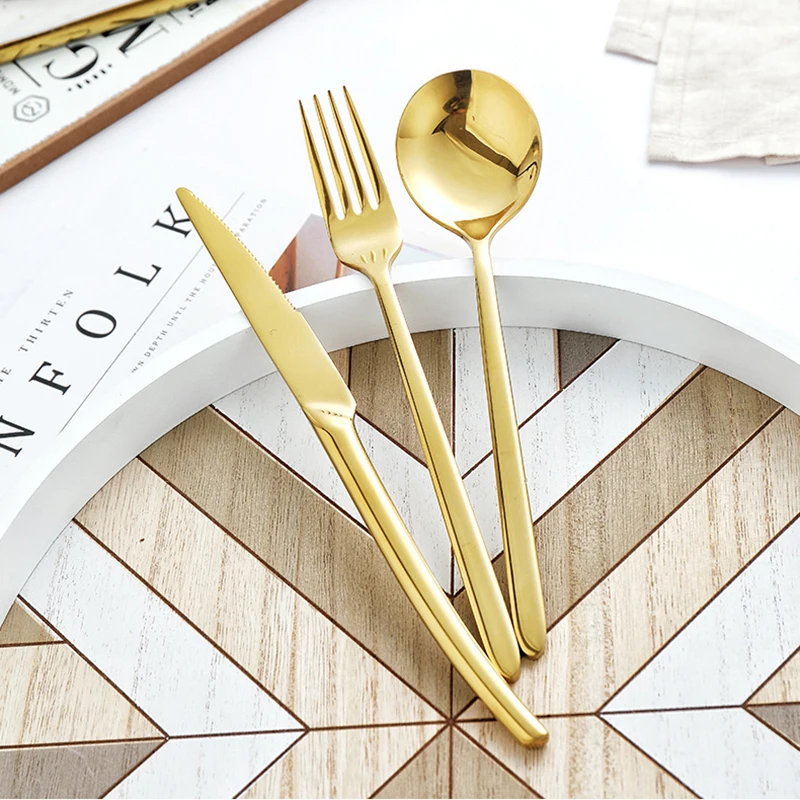 3 шт. Высокое качество Американский Золотой/серебристый набор посуды из