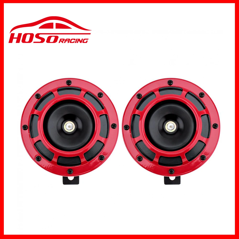 

12V 110DB Red Loud Grille Mount Compact Electric Tone Horn Kit For Universal
