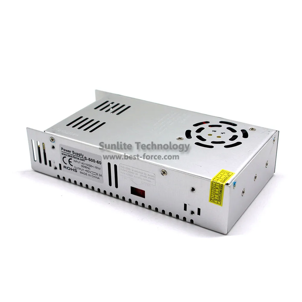 Одиночный выход импульсный источник питания DC60V 8.3A 500W Трансформатор 110V 220V AC к DC 60V