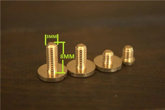 Винты гвоздики из чистой латуни с плоской шлицевой головкой 20 шт./лот M3 * 10 длина 8