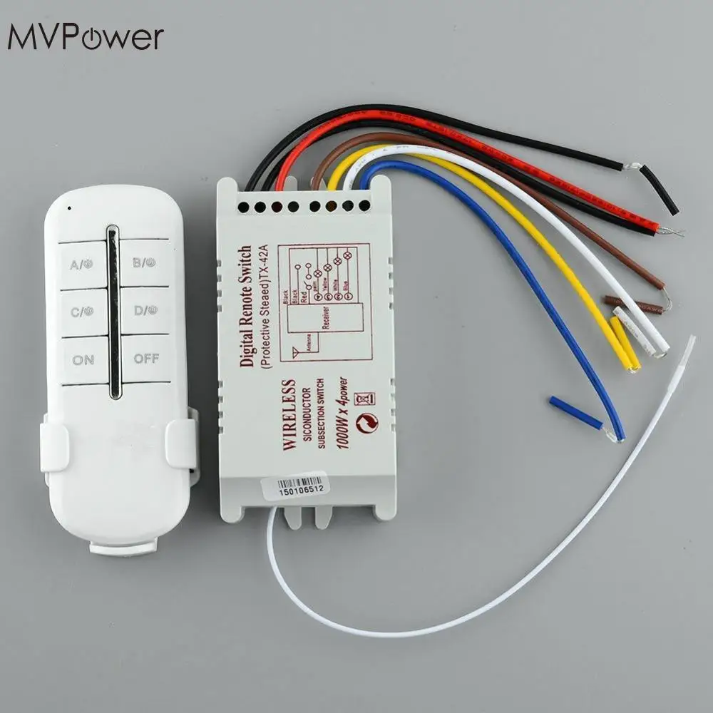 MVpower 2016 4 канала ВКЛ./ВЫКЛ. 220 В светильник цифровой беспроводной настенный пульт