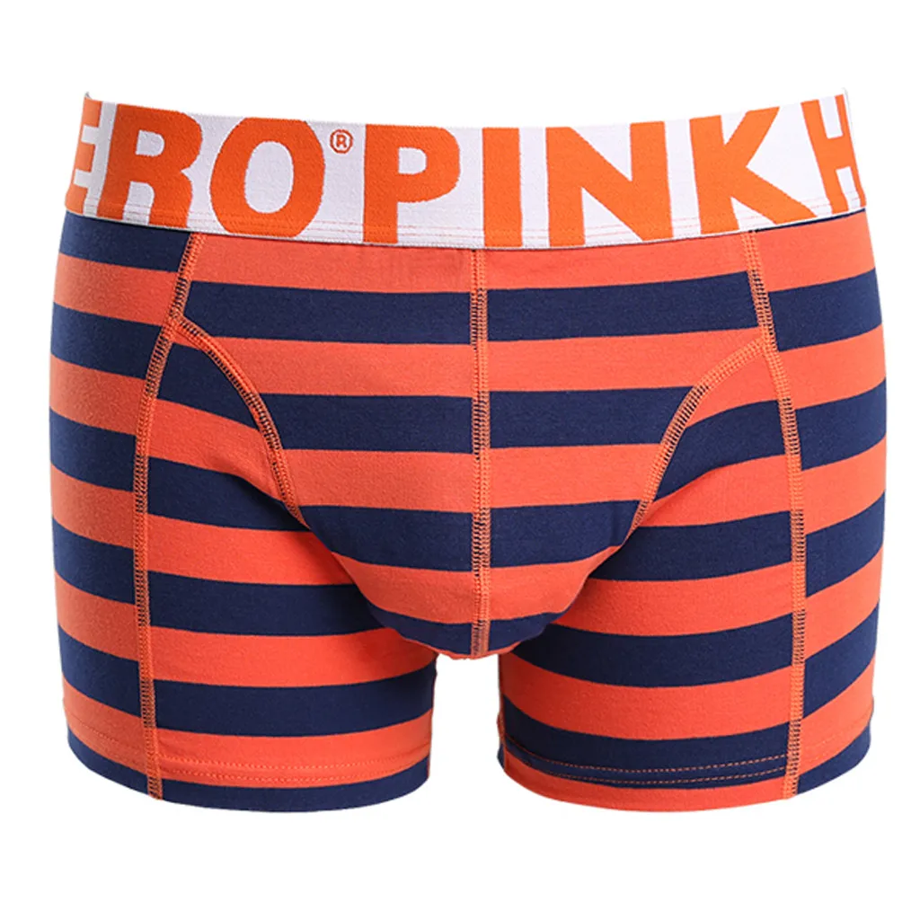 PINK HEROES Underpants Men Sexy Underwear Mens Stripe Underpants Knickers Sexy Briefs Shorts Cotton Underwear DEC21