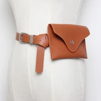 fashion design women brown pu leather waist bag womens mobile phone bags hot black small funny pack female pin buckle belt jean