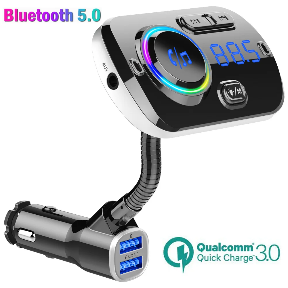 FM передатчик модулятор Aux Bluetooth 5 0 автомобильный комплект громкой связи QC3.0