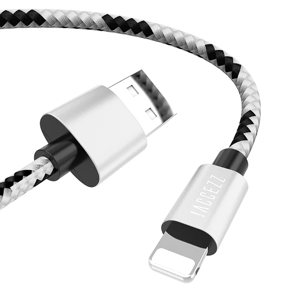 Silver ACCEZZ для Apple, нейлоновый USB кабель для iphone X, XS, MAX, XR, синхронизация данных, телефон для iphone 8, 7, 6S Plus, a, зарядный шнур, линия зарядного устройства - Цвет: Silver