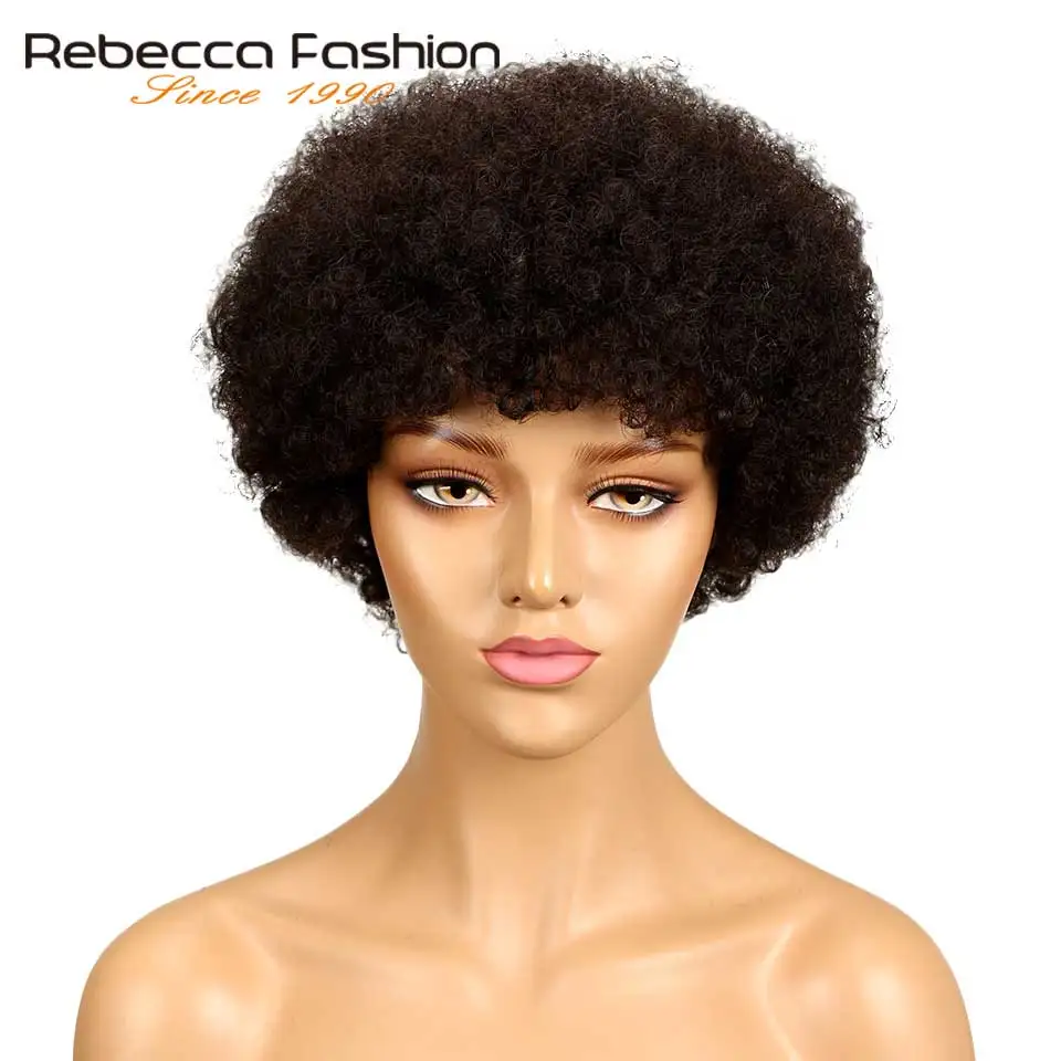 HH MARY Парики Rebecca pixie, дешево, опт, короткие, афро кудрявые, кудрявые, парик, человеческие волосы, натуральные волосы, Боб, прямые парики для черных женщин - Цвет волос: HH MARY