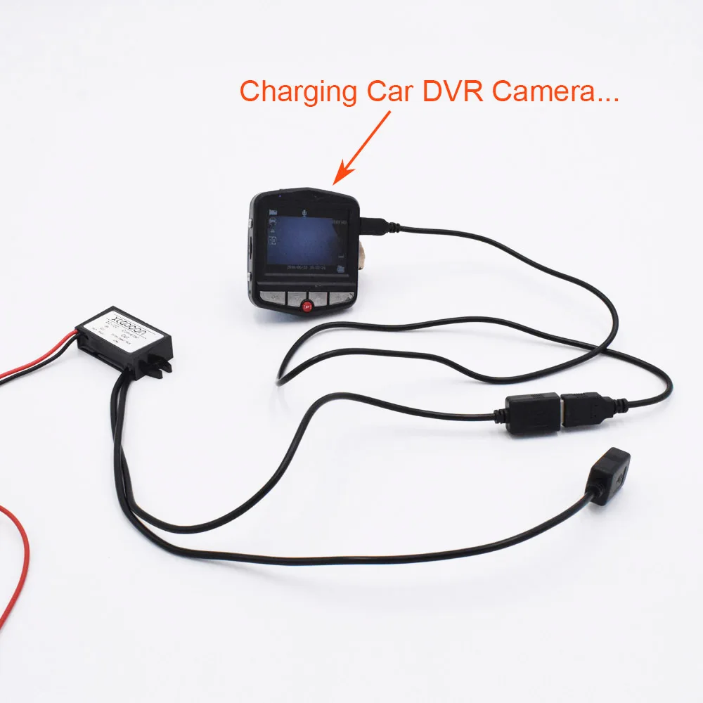 XCGaoon автомобильный DC-DC конвертер Модуль кабель с 2 usb-портами, вход DC 12V к USB выход 5V 3A, зарядка для iPhone смартфон мобильный