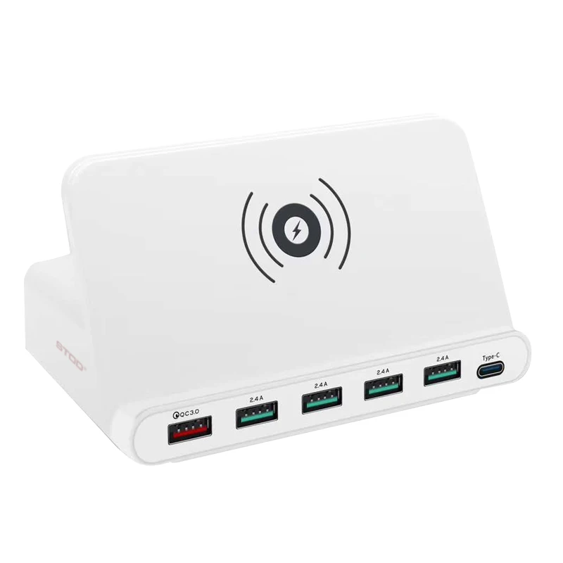 STOD Мульти USB порт Беспроводное зарядное устройство 60 Вт зарядная станция Быстрая зарядка 3,0 держатель для iPhone X samsung huawei Nexus Mi адаптер