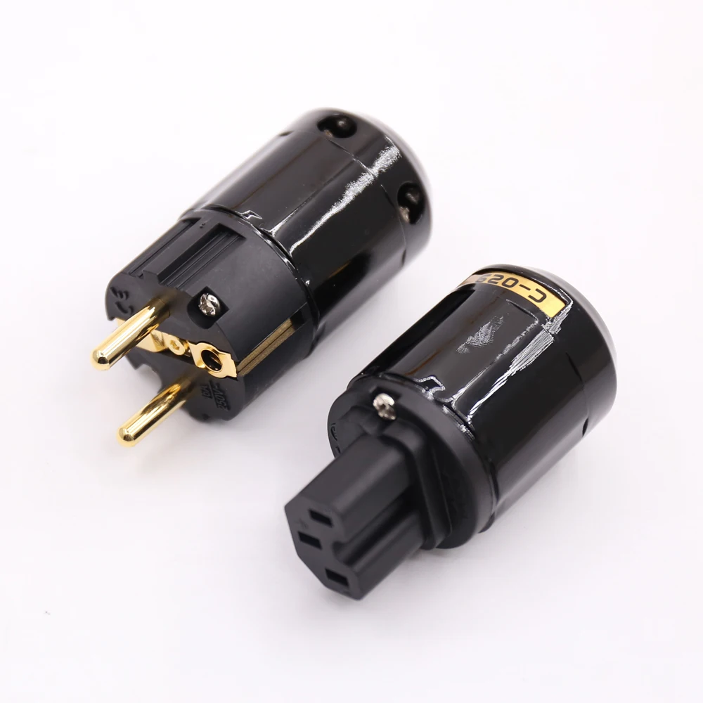 Одна пара Hifi Разъем питания P029E+ C029 высокое качество ЕС разъем питания позолоченный разъем питания Schuko+ IEC разъем